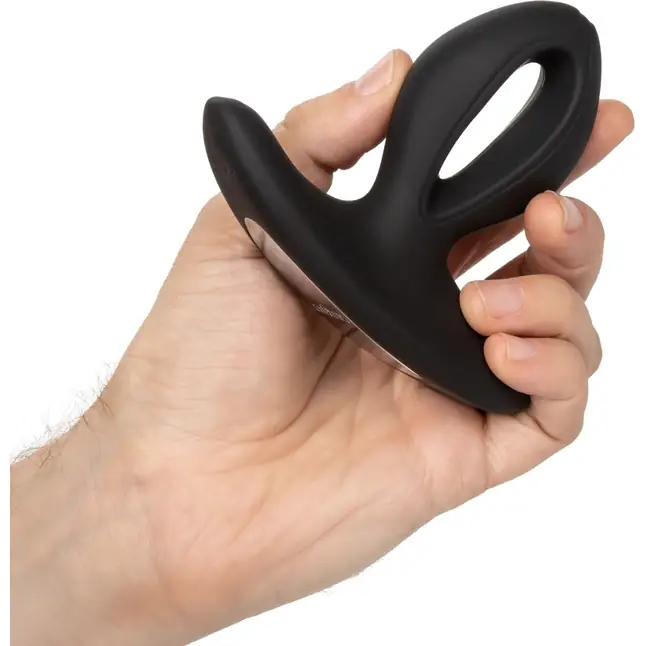 Чёрная анальная пробка с вибрацией Silicone Wireless Dual Motor Probe - 11,5 см - Eclipse. Фотография 7.