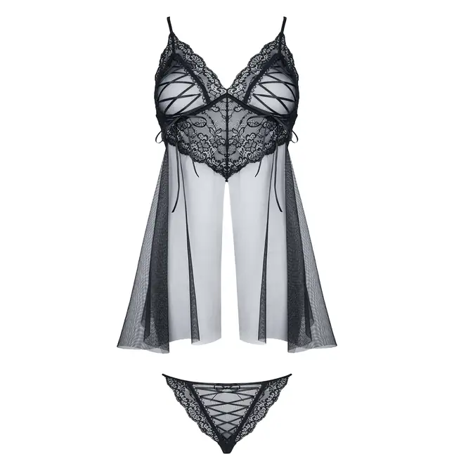Полупрозрачная сорочка с кружевными вставками Clotilde - Look At Me collection. Фотография 5.