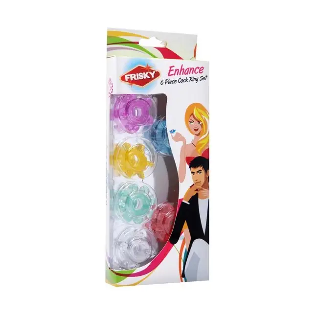 Набор из 6 разноцветных эрекционных колец Enhance 6 Piece Cock Ring Set - Frisky. Фотография 3.