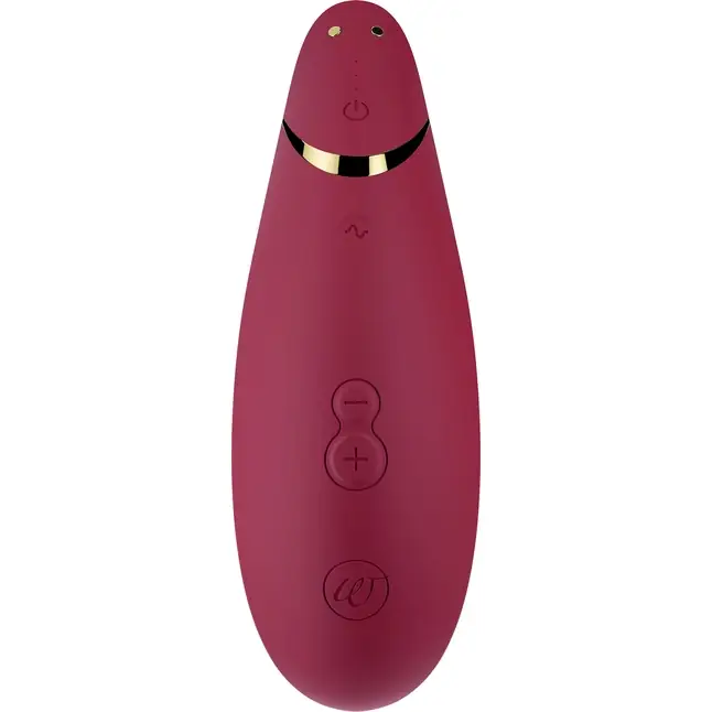 Красный бесконтактный клиторальный стимулятор Womanizer Premium. Фотография 4.