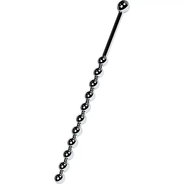 Серебристый длинный уретральный плаг из бусин Metal - 14,9 см - Metal