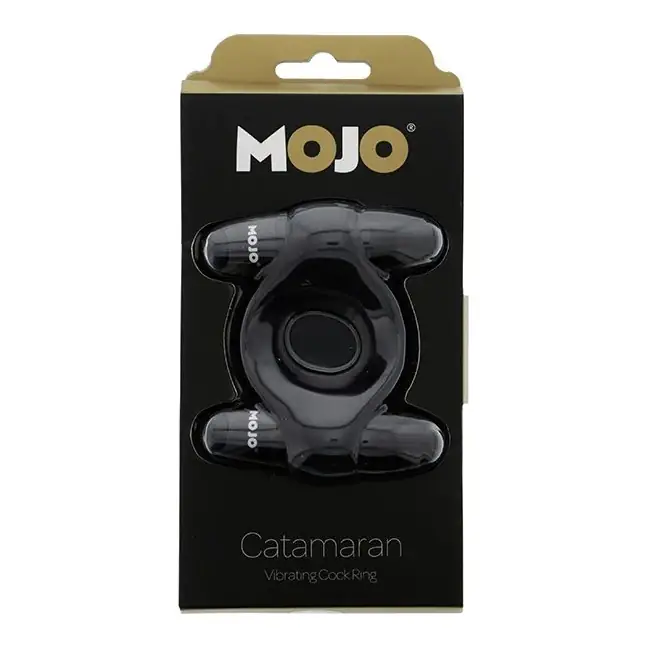 Чёрное эрекционное кольцо с 2 виброэлементами MOJO CATAMARAN - Mojo. Фотография 2.