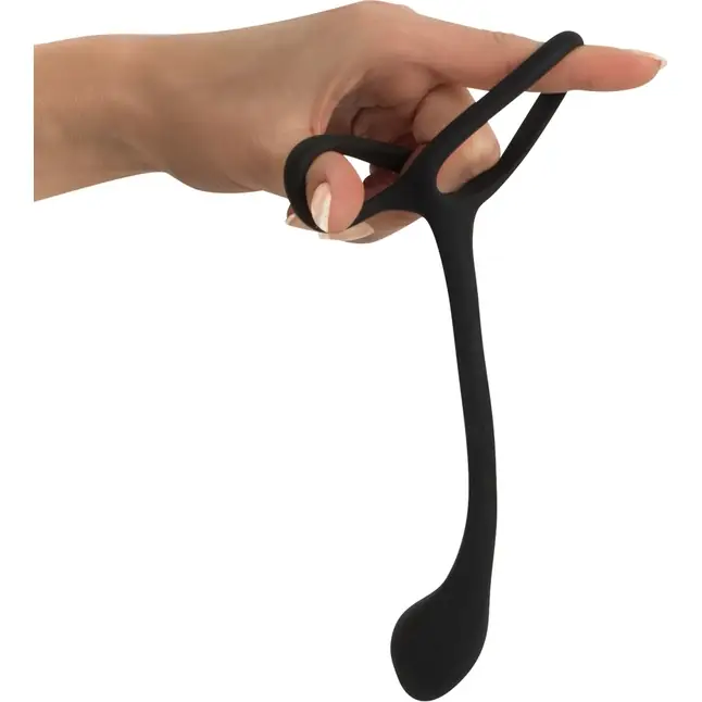 Эрекционное кольцо с утяжкой на мошонку и анальным плаг Black Velvets - You2Toys. Фотография 4.