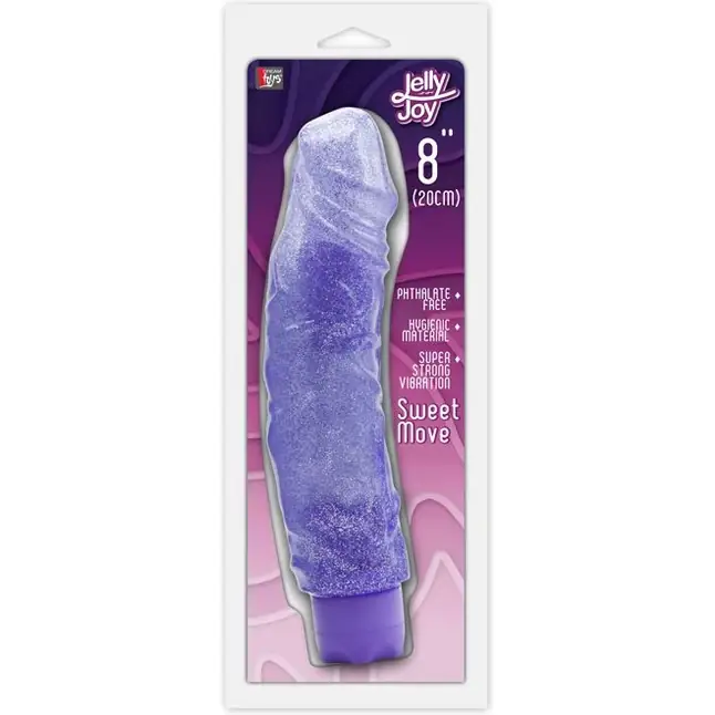 Фиолетовый водонепроницаемый вибратор JELLY JOY SWEET MOVE MULTI-SPEED VIBE - 20 см - Jelly Joy. Фотография 2.