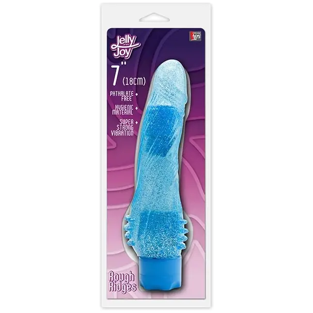 Голубой водонепроницаемый вибратор JELLY JOY ROUGH RIDGES MULTISPEED VIBE - 18 см - Jelly Joy. Фотография 2.