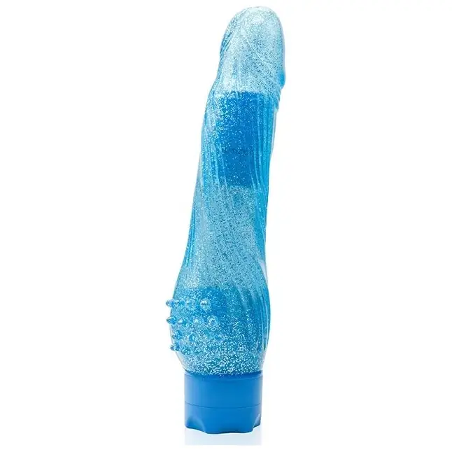 Голубой водонепроницаемый вибратор JELLY JOY ROUGH RIDGES MULTISPEED VIBE - 18 см - Jelly Joy