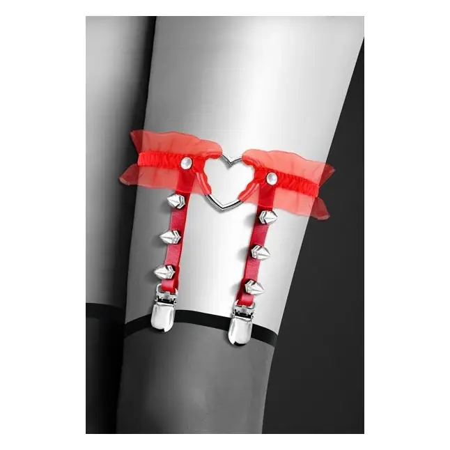 Красная подвязка с сердцем и шипами GARTER WITH HEART