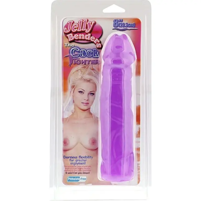 Фиолетовый фаллоимитатор без мошонки JELLY BENDERS THE COCK FIGHTER 8 - 20,2 см. Фотография 2.