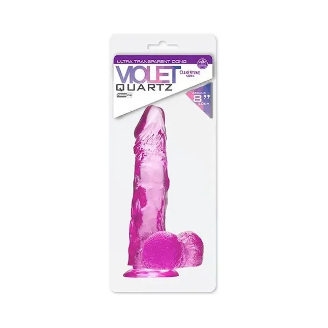 Фиолетовый фаллоимитатор QUARTZ VIOLET 8INCH PVC DONG - 20 см - Quartz. Фотография 2.