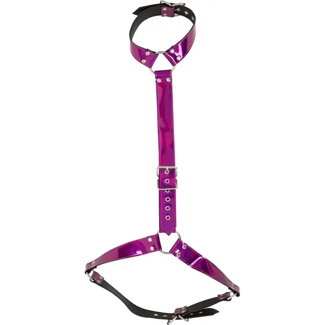 Неоново-розовая сбруя на шею и талию Bad Kitty Body Harness - Bad Kitty. Фотография 3.