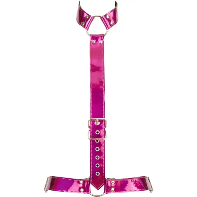 Неоново-розовая сбруя на шею и талию Bad Kitty Body Harness - Bad Kitty. Фотография 5.