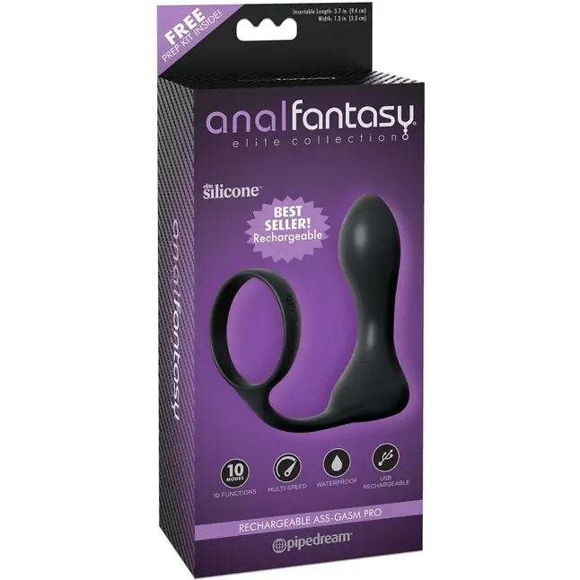 Эрекционное кольцо с анальным вибростимулятором Rechargeable Ass-Gasm Pro - Anal Fantasy Elite Collection. Фотография 3.