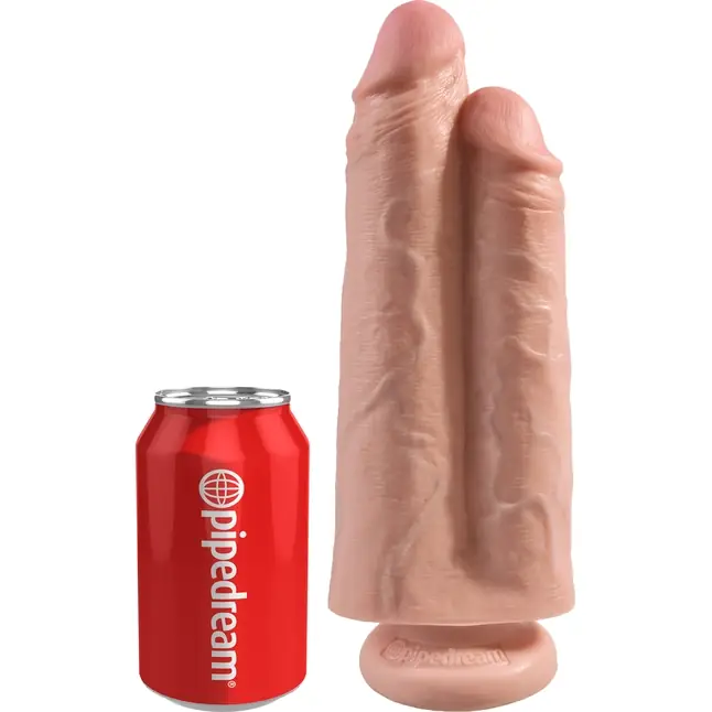 Телесный сдвоенный фаллоимитатор 9 Two Cocks One Hole - 25,4 см - King Cock. Фотография 2.