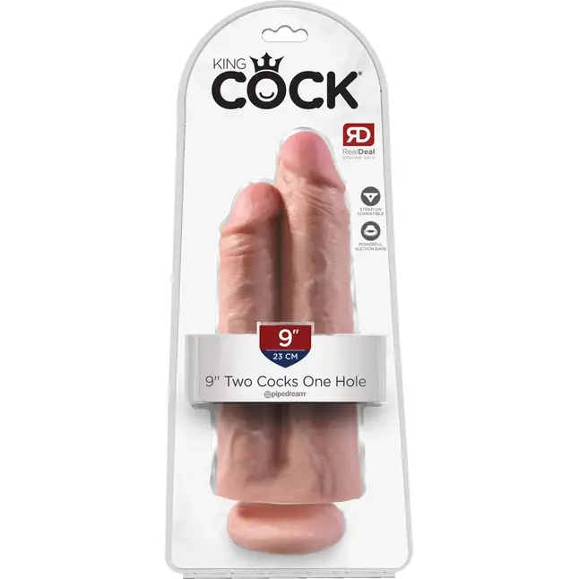 Телесный сдвоенный фаллоимитатор 9 Two Cocks One Hole - 25,4 см - King Cock. Фотография 3.