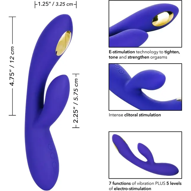 Фиолетовый вибратор с функцией электростимуляции Intimate E-Stimulator Dual Wand - 21,5 см - Impulse. Фотография 8.