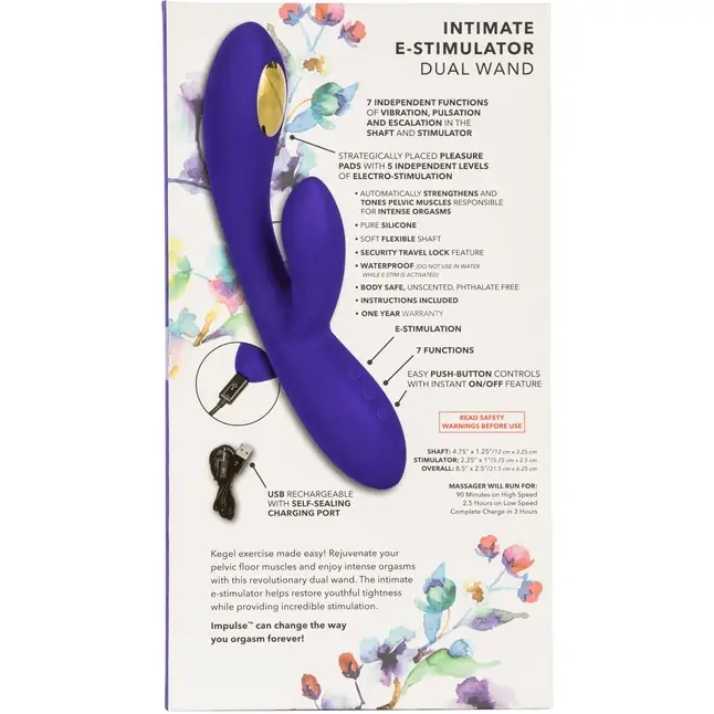 Фиолетовый вибратор с функцией электростимуляции Intimate E-Stimulator Dual Wand - 21,5 см - Impulse. Фотография 9.