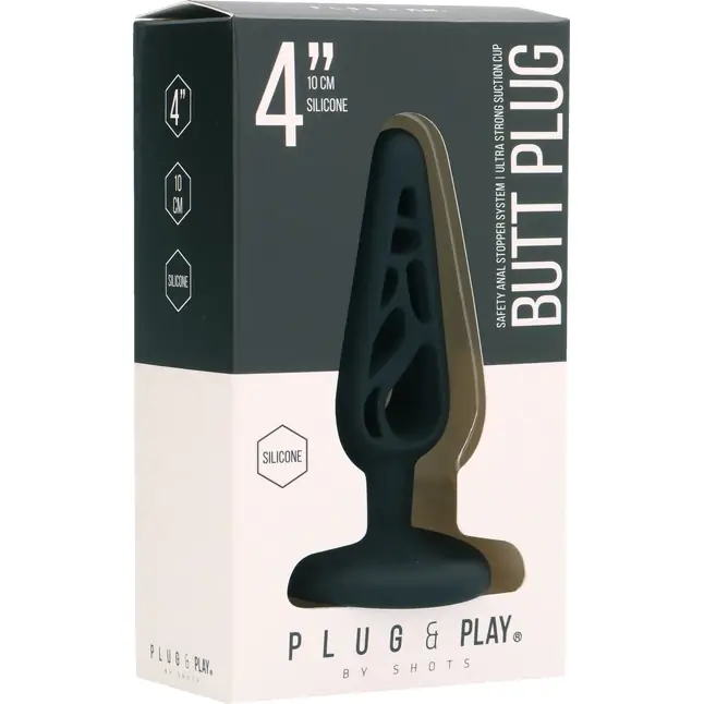 Черная анальная пробка 4 Inch Hollow №4 - 10 см - Plug   Play. Фотография 2.