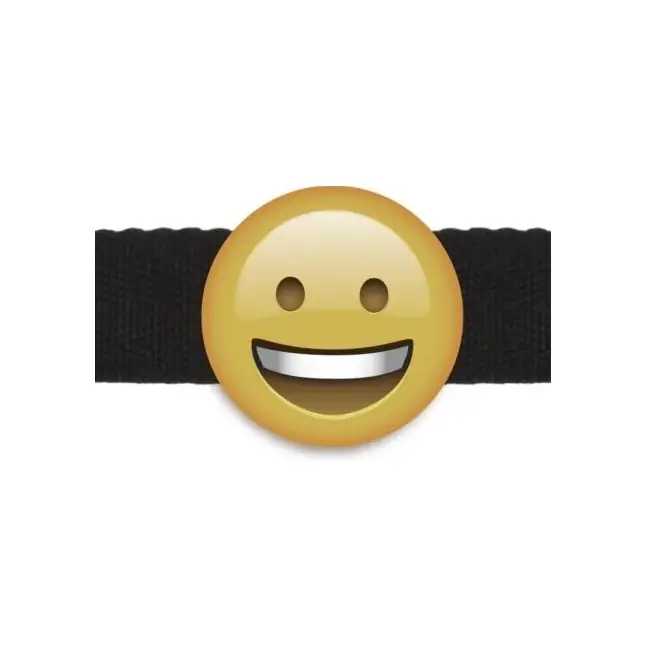 Кляп-смайлик Smiley Emoji с черными лентами - S-line