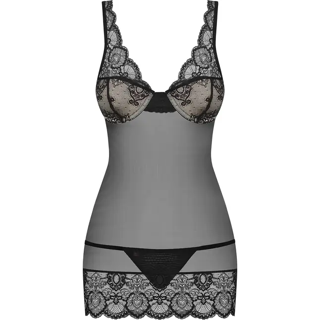 Полупрозрачная облегающая сорочка с лифом на косточках - Sexy. Фотография 3.