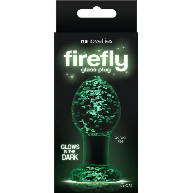 Прозрачная, светящаяся в темноте анальная пробка Glass Plug Medium - 8 см. - Firefly