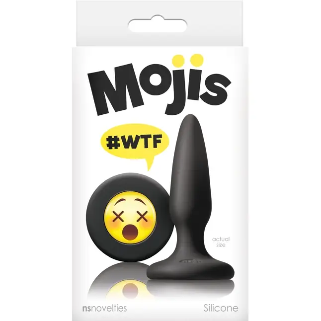 Черная силиконовая пробка Emoji Face WTF - 8,6 см - Mojis. Фотография 2.