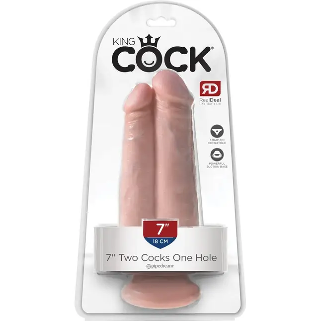 Сдвоенный телесный фаллоимитатор на присоске 7 Two Cocks One Hole - 20,3 см. - King Cock. Фотография 3.