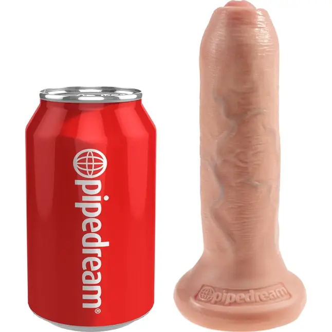 Телесный необрезанный фаллоимитатор на присоске 6 Uncut Cock - 16,5 см - King Cock. Фотография 3.
