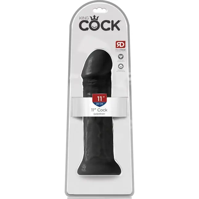 Черный фаллоимитатор на присоске 11 Cocks - 28 см. - King Cock. Фотография 3.