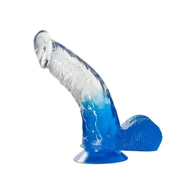 Синий фаллоимитатор с прозрачной верхней частью JELLY JOY FADE OUT DONG 6INCH - 15,2 см - Jelly Joy