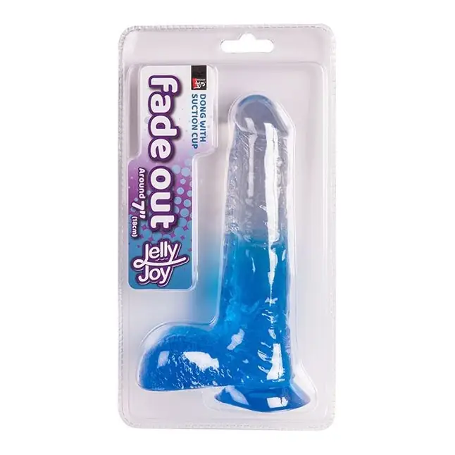 Синий фаллоимитатор с прозрачной верхней частью JELLY JOY FADE OUT DONG 7INCH - 17,8 см - Jelly Joy. Фотография 2.