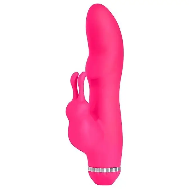 Розовый вибратор с клиторальным стимулятором PURRFECT SILICONE DELUXE RABBIT - 19 см - Purrfect Silicone
