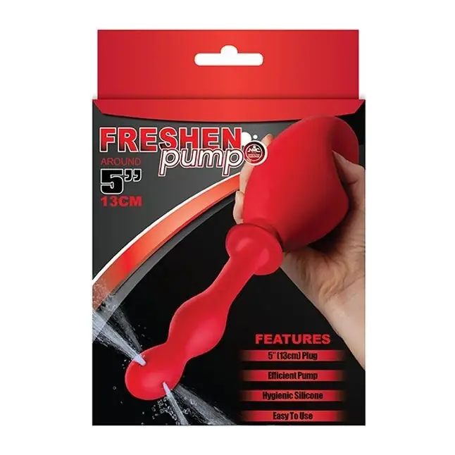 Красный удлиненный анальный душ FRESHEN PUMP. Фотография 2.