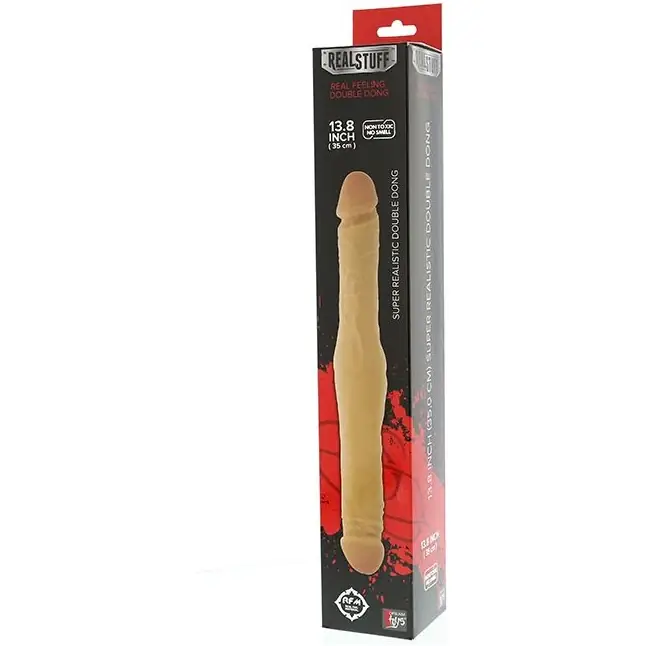 Двусторонний фаллоимитатор с утолщением посередине REALSTUFF DUO DONG 13.9INCH - 35,5 см - RealStuff. Фотография 2.