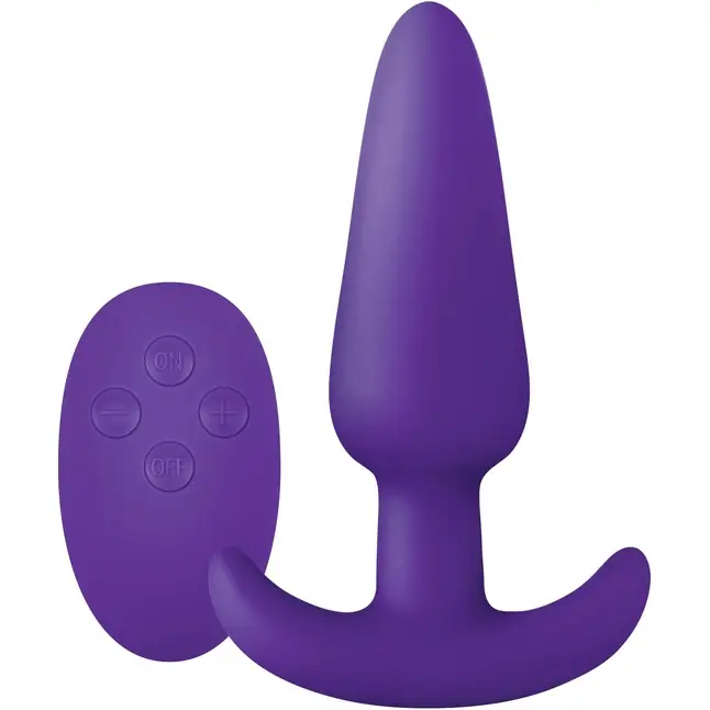 Фиолетовая анальная вибропробка с пультом ДУ Luxe Zenith Wireless Plug - 9,9 см - Luxe