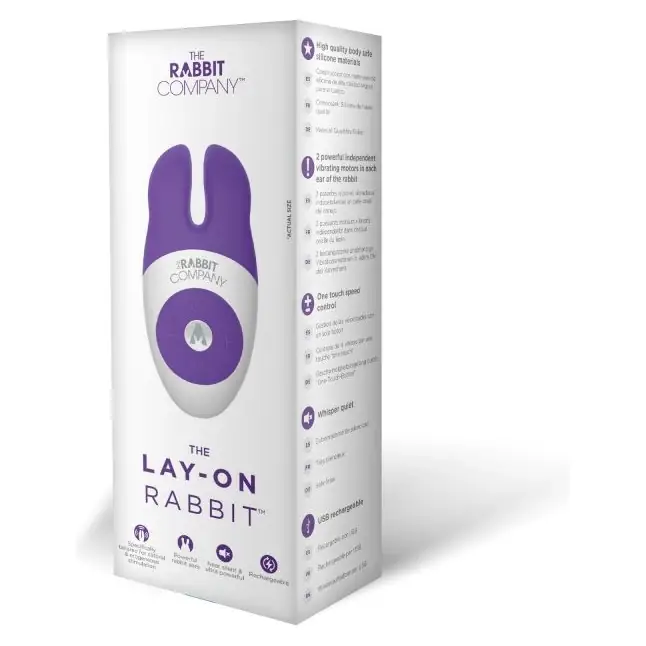 Фиолетовый вибростимулятор с ушками The Lay-on Rabbit. Фотография 5.