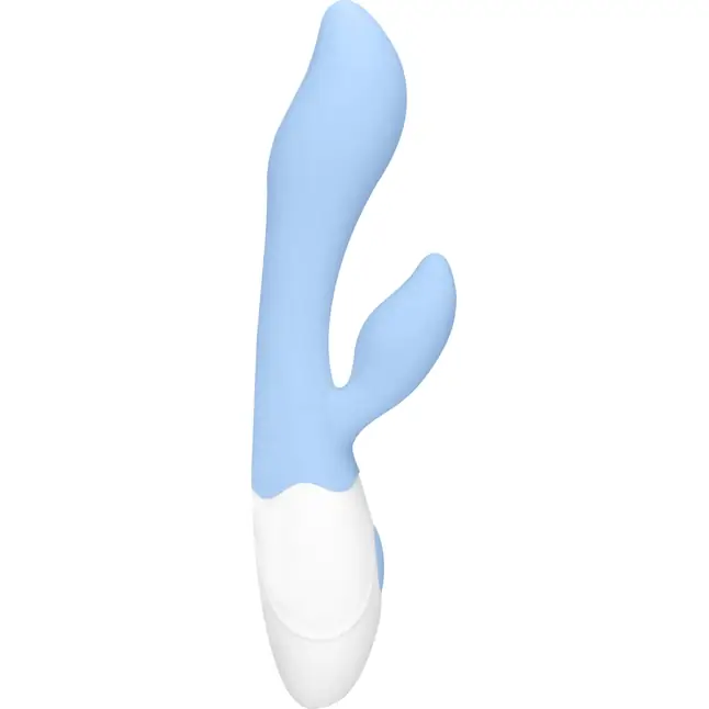 Голубой G-spot вибратор Sunset со стимулятором клитора - 20 см - Loveline. Фотография 2.