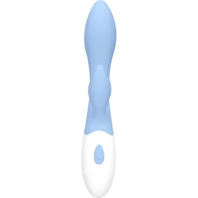 Голубой G-spot вибратор Sunset со стимулятором клитора - 20 см - Loveline. Фотография 3.