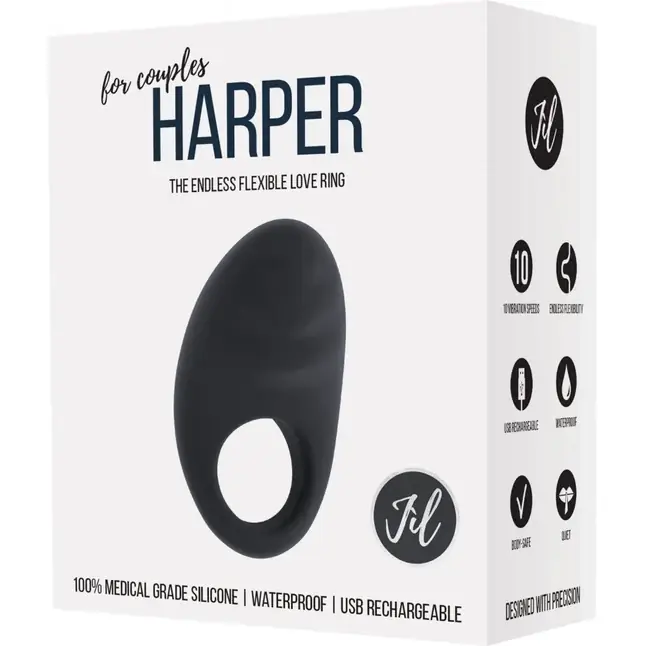 Черное эрекционное виброкольцо Harper - Jil. Фотография 3.