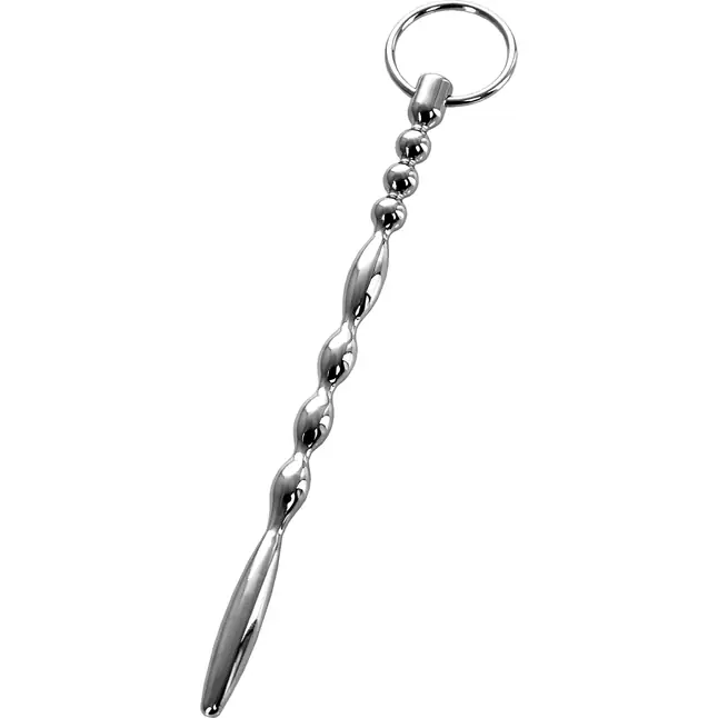 Серебристый фигурный уретральный плаг с кольцом в основании TOYFA Metal - 19 см - Metal