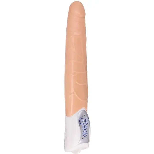 Телесный вибратор Long John Realistic Thrusting Vibrator с функцией толкания - 20 см