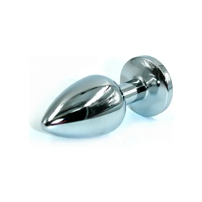 Серебристая хромированная анальная пробка с красным кристаллом - 7 см - Kanikule anal plugs. Фотография 2.